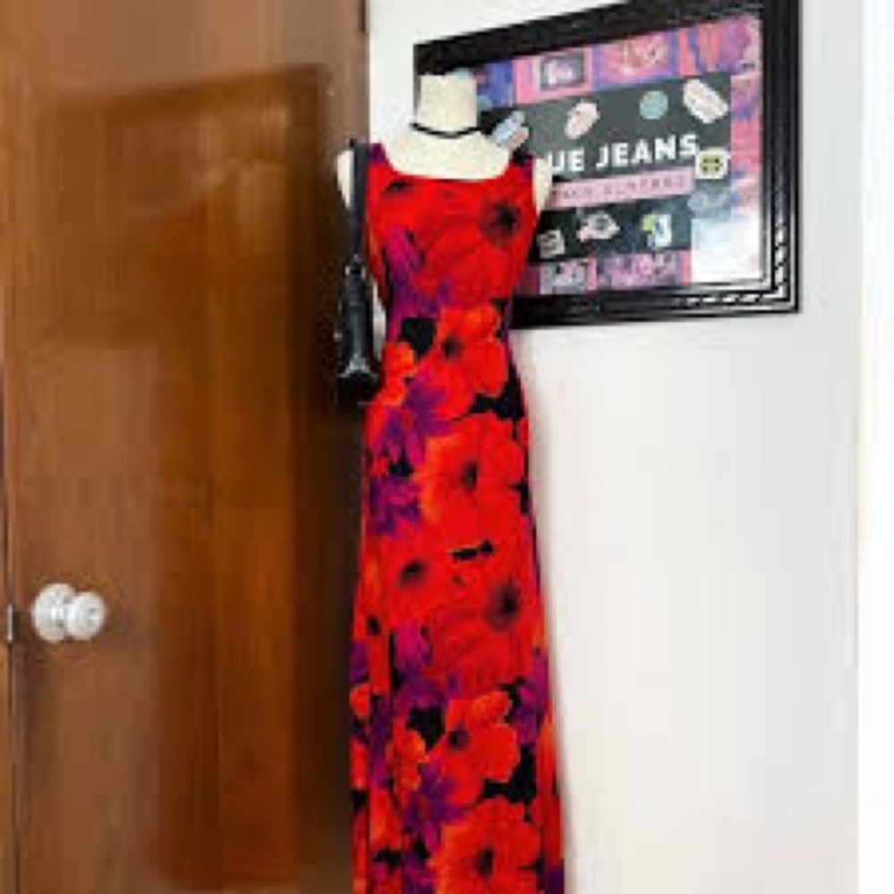 Red and Purple Sleeveless Maxi Sundress for Weddings
